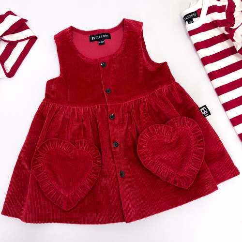 NOT SO BASIC RED LOVE HEART PINAFORE SMOCK DRESS – Skeletots