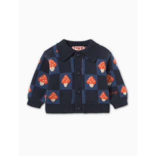 Mushroom Baby Cardigan in Navy
