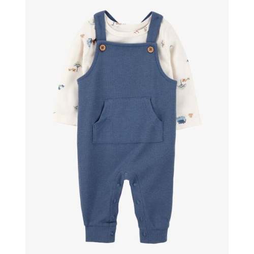 Baby 2-Piece Long-Sleeve Tee & Waffle Knit Coverall Set - Blue/White - Carter's | Carter's
