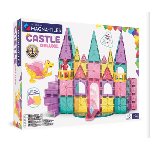 MAGNA-TILES Castle DLX 48-Piece Magnetic Construction Set, The Original Magnetic Building Brand