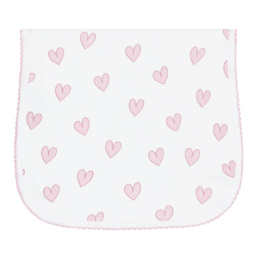 Pink Heart Print Burp Cloth