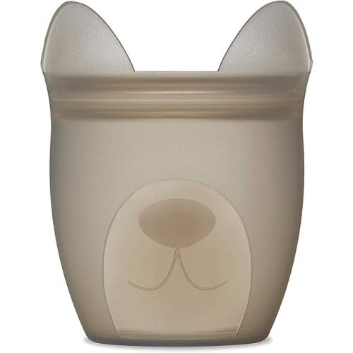 Zip Top Reusable 100% Silicone Baby + Kid Snack Containers- The only containers that stand up, stay open and zip shut! No Lids! Made in the USA - Gray Dog