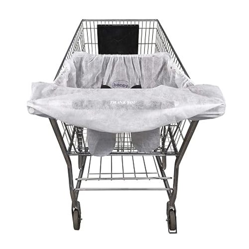 Boppy Shopping Cart Cover & High Chair Cover, Cute Almond Croissant, Cart Cover for Babies with Soft 360-Degree Coverage, SlideLine Toy Tether with Crinkle Leaf Toy Included, 6mo+