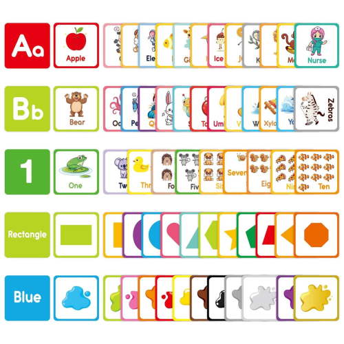 BJBSJSZ Toddler Flash Cards, Letters, Colors, Shapes and Numbers, Baby Learning Cards, Educational, Preschool, Toddler Flashcards, Double-Sided for Toddlers 1-4 Years