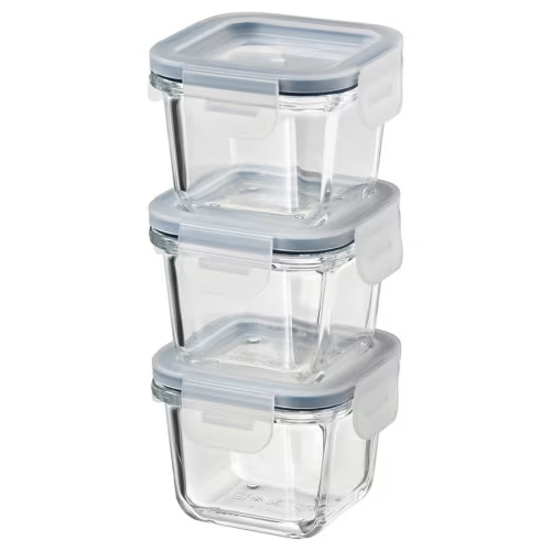 IKEA 365+ - Food container with lid, square/glass, 180 ml