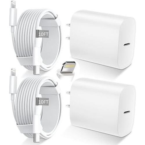 iPhone 14 13 12 11 Charger Fast Charging [MFi Certified],10FT Long Lightning Cable with 20W USB C Charger Block for iPhone 14/14 Pro Max/13/13 Pro Max/12/12 Pro Max/11/11Pro/XS/Max/XR/X,iPad,White