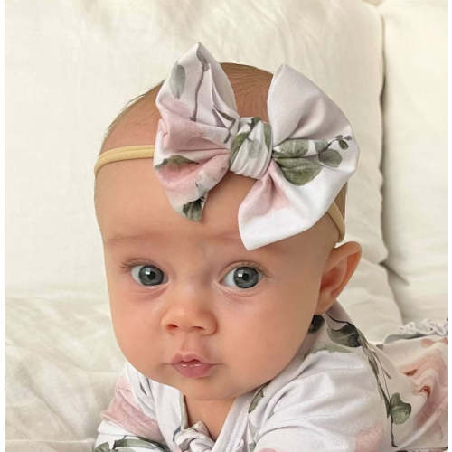 Millie's Dusty Rose Floral Knit Bow Headband