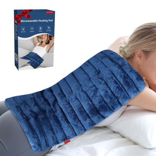 Comfytemp XL Weighted Microwave Heating Pad with Flaxseed, 12"x24" Warm Compress, Blue