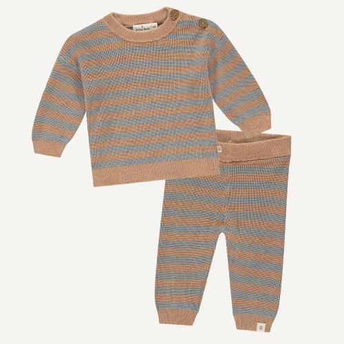 Babyface - Organic Cotton Knit Set - Latte Stripe