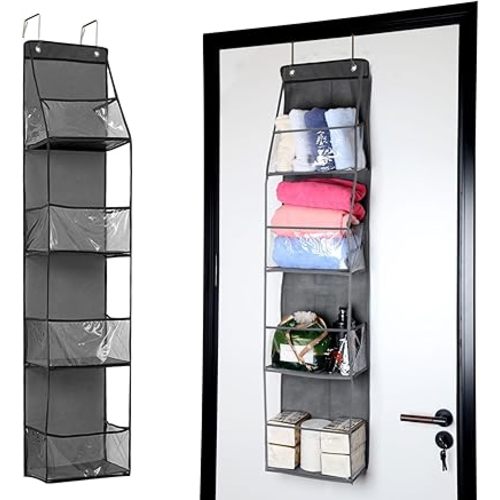 4-Shelf Over the Door Storage Hanging Closet Organizer (Grey)