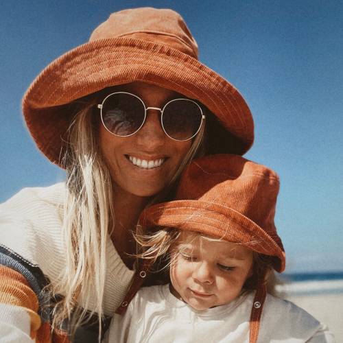 Rust Corduroy Baby Bucket Hat: Infant Sun Protection