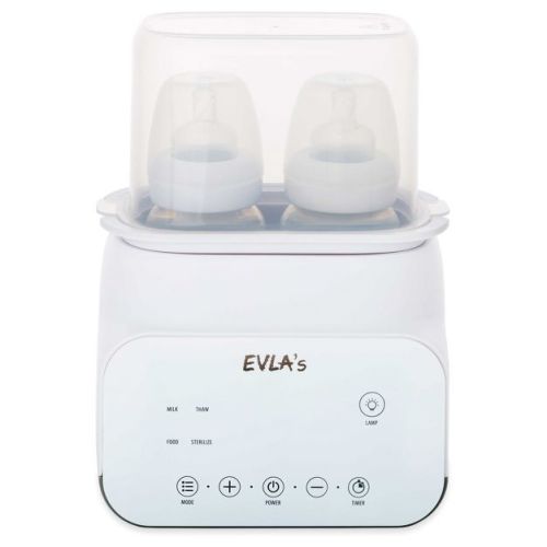 EVLA's Double Baby Bottle Warmer, Defrost & Warm Milk, Sanitize Feeding Bottles, White