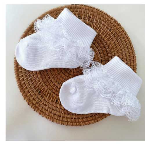 White Ruffle Ankle Socks