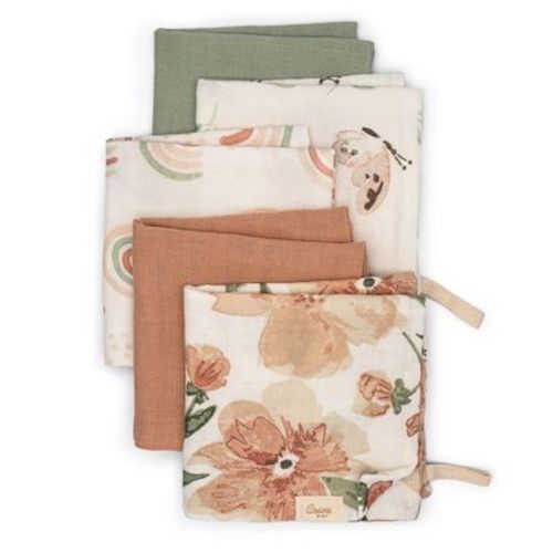 Parker 5-pc. Cotton Baby Washcloth Set (Pink Floral)