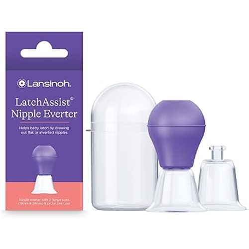 Lansinoh LatchAssist Nipple Everter for Breastfeeding with 2 Flange Sizes (19mm & 24mm) and Protective Case