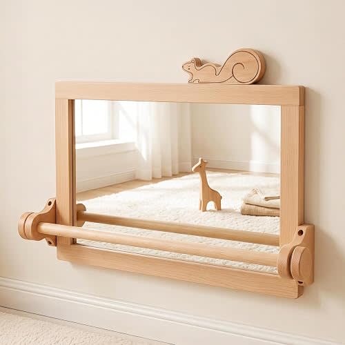 Montessori Mirror with Baby Pull Up Bar Pull to Stand Toddler Toys