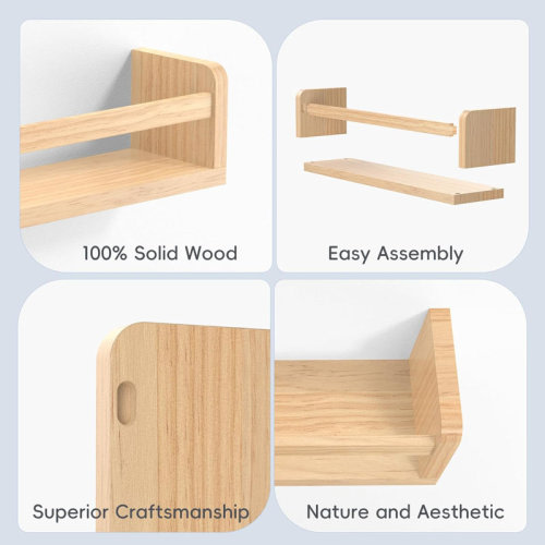 George Oliver Nursery Floating Book Shelves Set Of 3, Wooden Wall-Mounted Kids Bookshelves | Wayfair