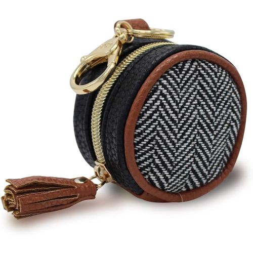 Itzy Ritzy Pacifier Holder Case with Clip - Pacifier Case Includes Clasp to Easily Attach to a Diaper Bag or Purse, Measures 2.5" in Diameter and Holds 2 Pacifiers (Coffee & Cream)