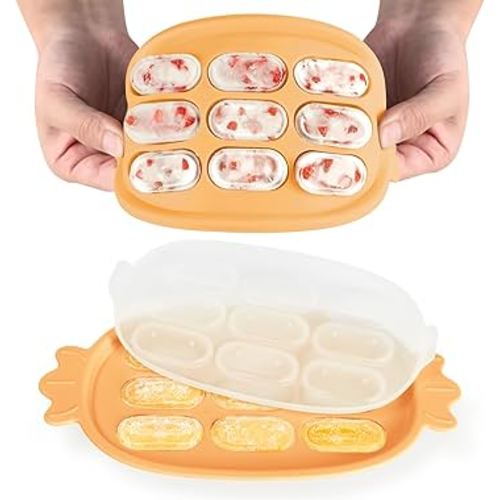 Haakaa Baby Popsicle Mold - Baby Food Maker & Breastmilk Teething Freezer Tray - BPA Free Silicone-Orange