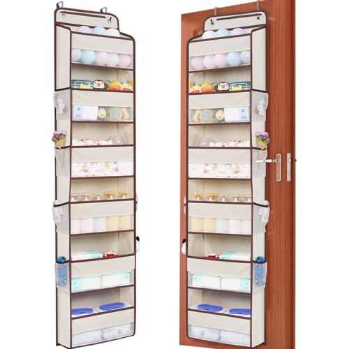 Over the Door Organizer, 6 Shelf 50 lbs Load door organizer hanging, No Tilt Closet Organizers and Storage for Bathroom, Bedroom Nursery Newborn, Baby Necessities, Kitchen, Craft Storage