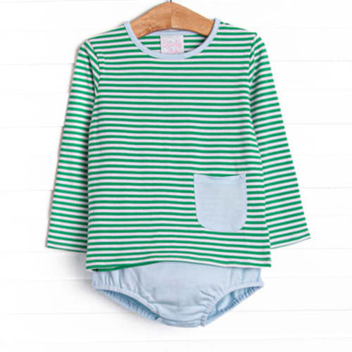 Noah Diaper Set, Light Blue and Kelly Green Stripe – Stitchy Fish