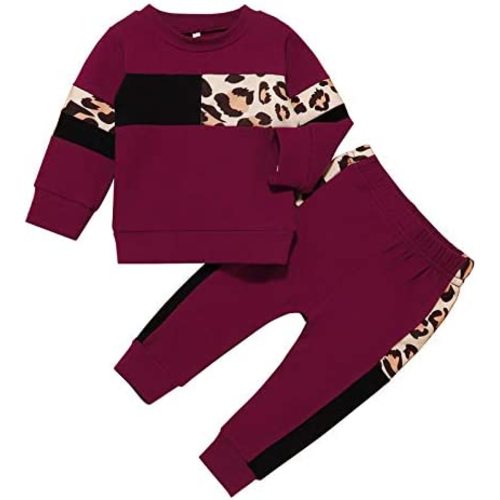 U·nikaka Toddler Girl Clothes Sweatshirt Outfits Sweatsuit Winter Fall Sweatpants 2Pcs Black White Pink Red Purple