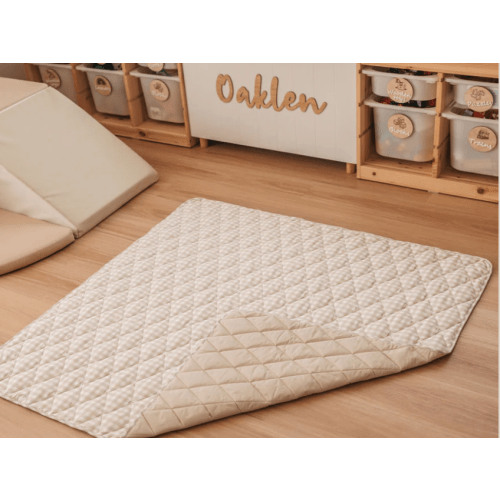 Play Mat - Beige Gingham
