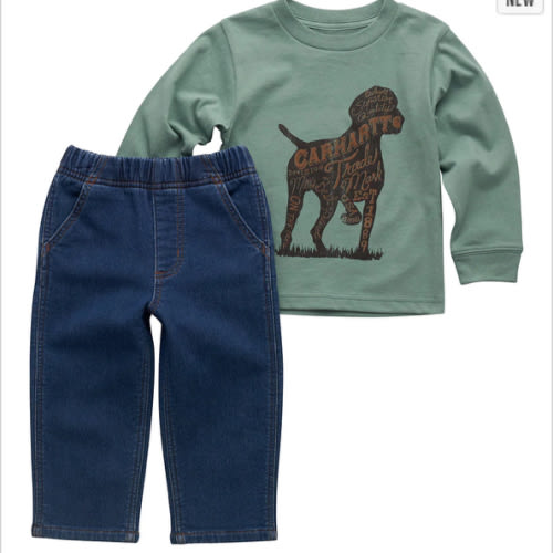 Boys' 2-Piece Long Sleeve Dog T-Shirt & Denim Pant Set (Baby) | Kids' Sets | Carhartt