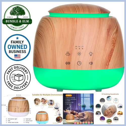 White Noise Machine Aromatherapy Diffuser 7-Color Lights 10 Sounds Sleep Timer