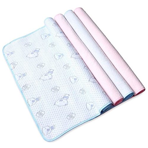 Monvecle Baby Infant Waterproof Cotton Changing Pads Washable Resuable Diapers Liners Mats Multi Pieces Pack (4pcs Bears-Small 18"x12")
