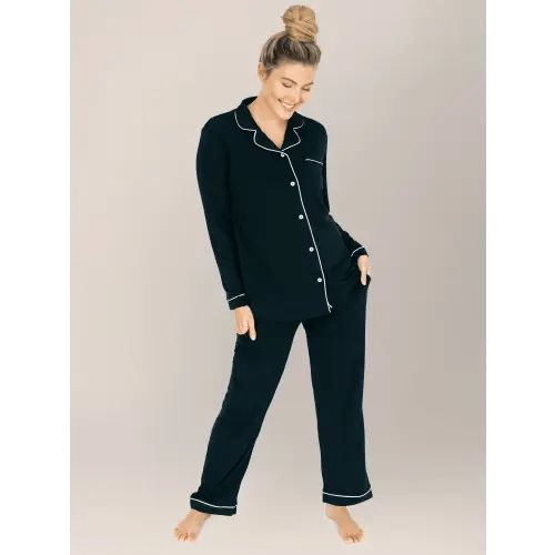 Clea Bamboo Long Sleeve Pajama Set | Black