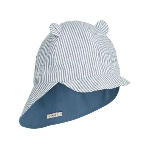 Liewood Blue Gorm Reversible Seersucker Sun Hat With Ears