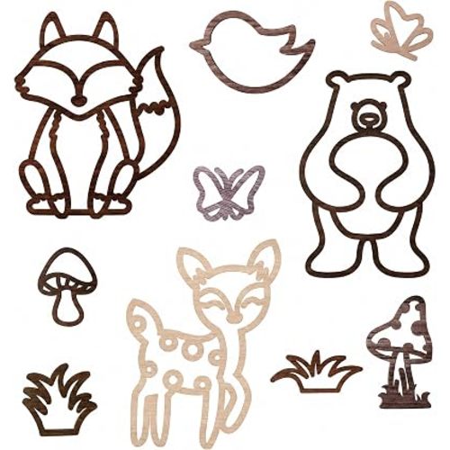 Hongma 10 Pcs Woodland Nursery Wall Decor, Wood Forest Animal Wall Art