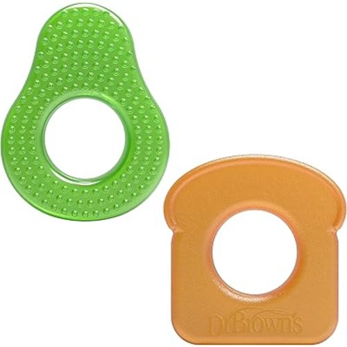 Dr. Brown's AquaCool Water-Filled Teether, Cooling Baby Teether Toy for Sore Gums, Avocado Toast Shapes, BPA Free, 3m+, 2-Pack