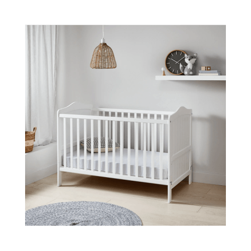 2-in-1 Wooden Cot - White