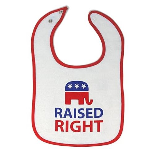 Cute Rascals Toddler & Baby Bibs Burp Cloths Flags Raised Right with An American Republican Flag Cotton Baby Items for Baby Girl & Boy White Red Design Only