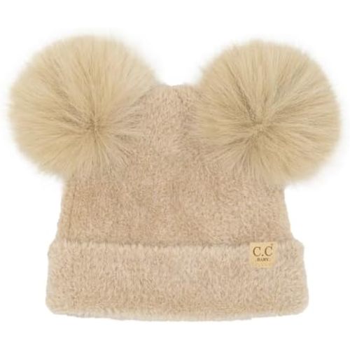 C.C Baby Pom Pom Multicolored Beanie for Boys Girls- Comfortable Soft Warm Infant Baby Knit Skully Hat