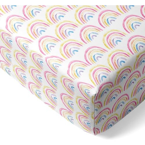Little Sleepies Baby Crib Sheets, Buttery Soft Viscose from Bamboo Crib Sheets for Boys & Girls, Toddler Bed Sheet, Mini Crib Mattress Sheet, Super Stretchy & Elasticized (Pastel Rainbows)