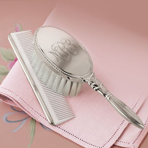Empire Child's Sterling Silver Personalized Handled Brush and Comb Set