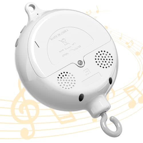 FEISIKE Crib Mobile Motor, Baby Music Box Spinner with 3 Modes（Spin Only, Music Only, Spin & Music 0-100 Volume Control,35 Lullabies,Portable Sound Machine,Auto-Off 30 Minutes, Battery Operated