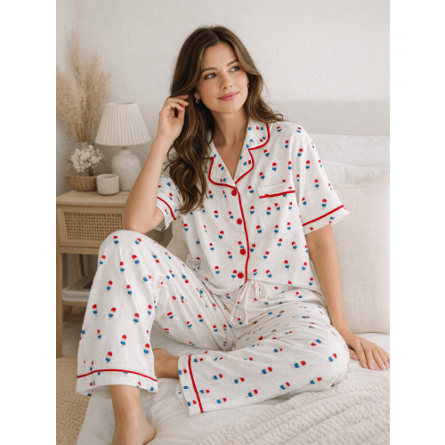 Popsicle / Organic Pointelle Women's Short Sleeve Lounge Set