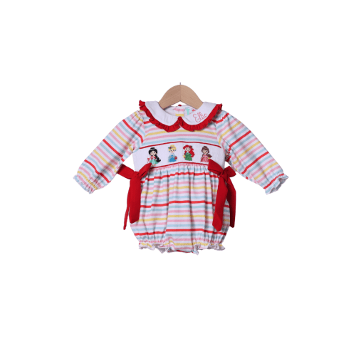 Smocked Holiday Princess Multi Stripe Bow Bubble