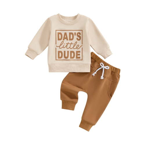 Loicainy Baby Toddler Boy Spring Fall Outfits 3 6 12 18 24 Months 2T 3T Letter Print Round Neck Long Sleeve Tops Elastic Waist Pants 2 Piece Clothes Set