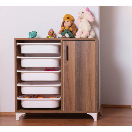 Isabelle & Max™ Manufactured Wood White Toy Organizer with 5 Bins and Door & Reviews | Wayfair