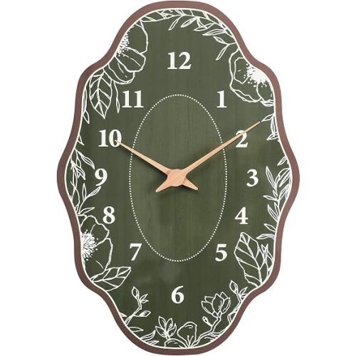 Mid Century Retro Irregular Shape Wall Clock, 14 x 9 Inch, Green