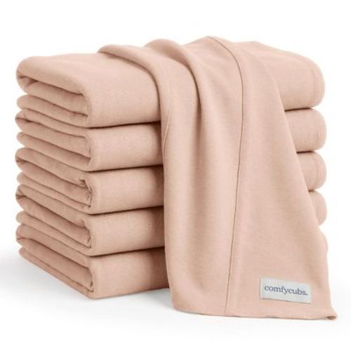 Comfy Cubs Baby Burp Cloths Set Pack of 6 - Large, 6-Layer, Ultra Absorbent Soft 100% Cotton for Infants - Blush