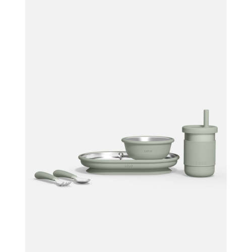 Stainless Mealtime Essentials - 5pc Set - Sage
