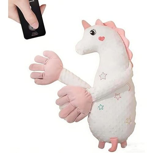 Companion Plush Pillow,Dinosaur Plush Companion Pillow, Interactive Patting Companion with Remote Control (Pink)