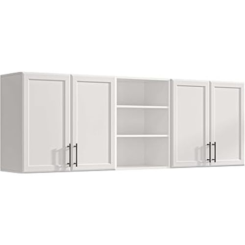 FIMELLO 62.8 ''W X 11''D X 21.7''H Wall Cabinets for Laundry Room, Wooden Kitchen Cabinet, Floating Wall Cabinets, Hanging Wall Cabinet for Laundry, Kitchen, White
