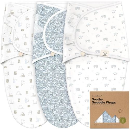KeaBabies 3-Pack Organic Baby Swaddles for Newborns (Excavation, 0-3M)